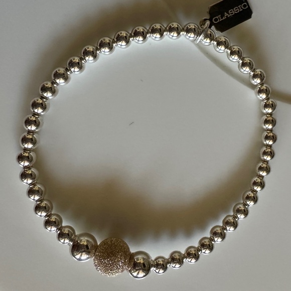 Sterling Silver Stretch Bracelet with 14K Gold Filled Stardust Spacer - Picture 4 of 9
